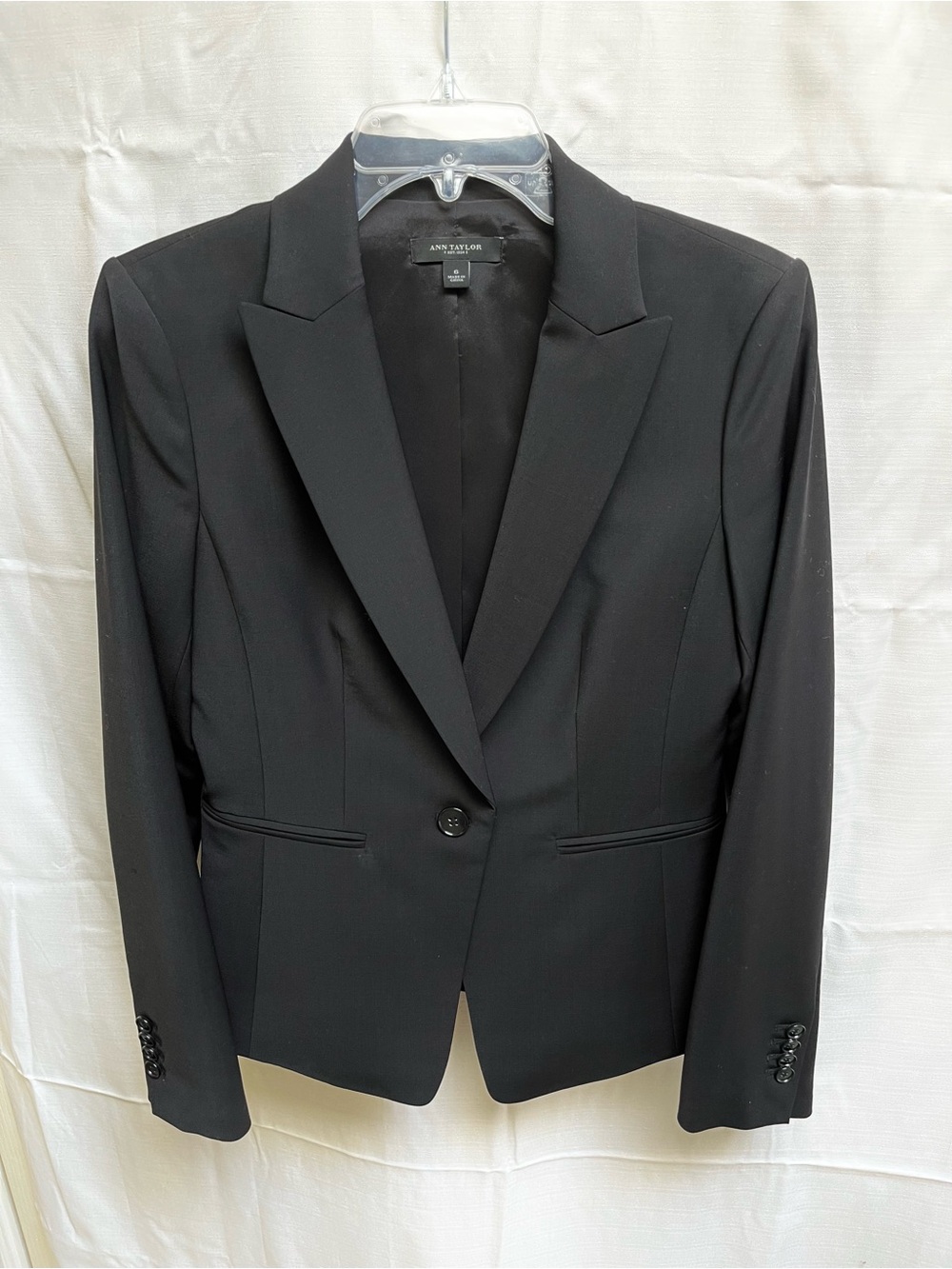 Ann Taylor Black Tailored Single-Button Blazer Suit Jacket